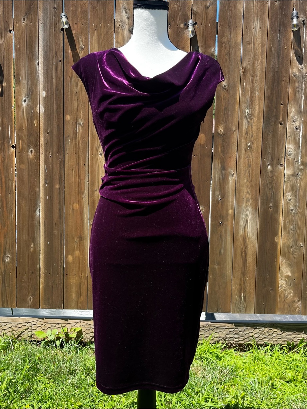 Brand New Molly Bracken Whimsigoth Purple Velvet Draped Sheath Dress